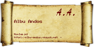 Albu Andos névjegykártya
